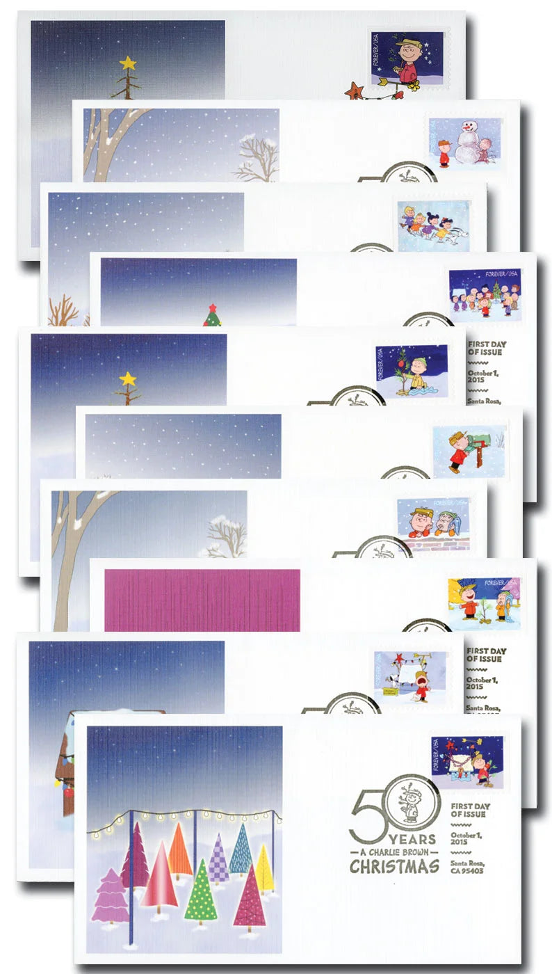 A Charlie Brown Christmas Forever stamps 5 books of 20 (100 stamps total)