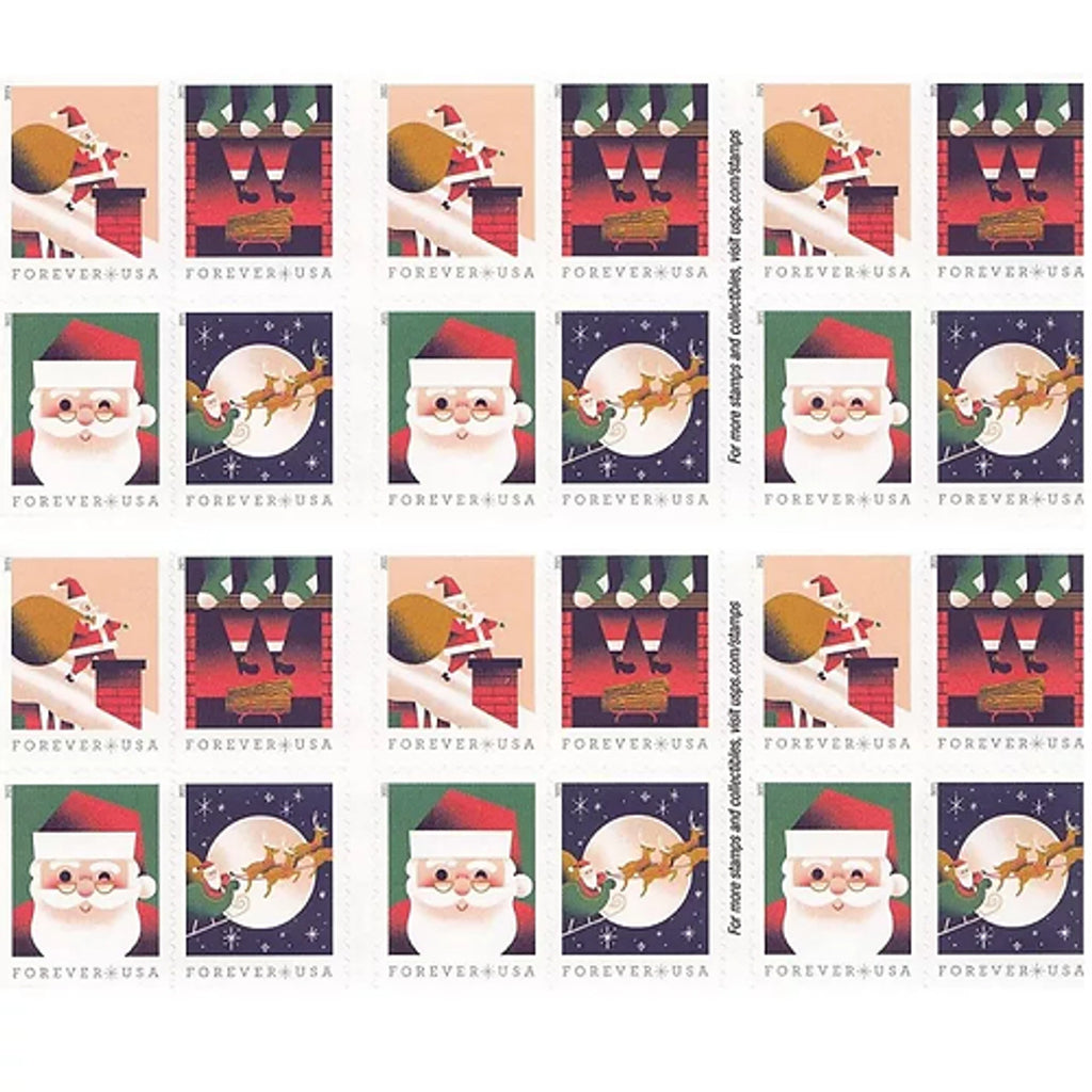 A Visit from St. Nick 2021 Forever Stamps (5 Booklets of 20 - 100 Total)