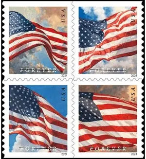 2024 American Flags Roll of 100 Sealed USPS Forever Postage Stamps